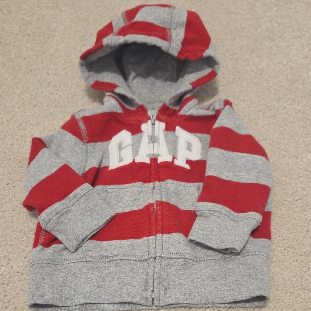 GAP Baby Striped Red and Gray Hoodie